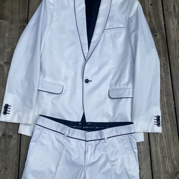 Dolce & Gabbana White Tuxedo Suit Jacket Wedding Suit & Pants Size 44R Size 36W - Picture 8 of 16
